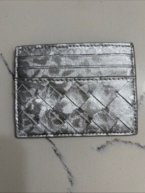 Bottega veneta  Intrecciato Silver Card Holder